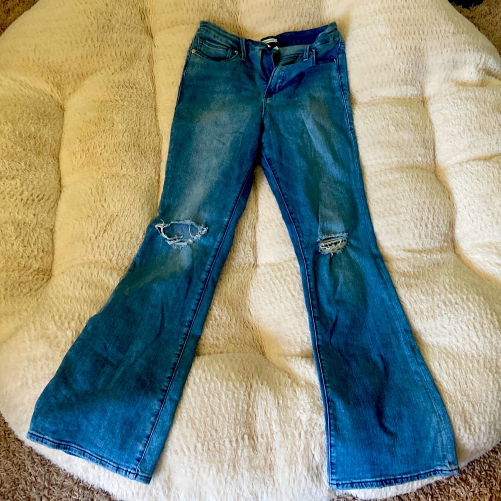 {Good American} Good Flare Ripped Jeans Size 10